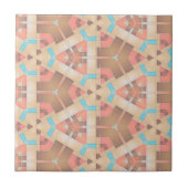 Roze crème en bruin Abstract geometrisch patroon Tegeltje (Voorkant)