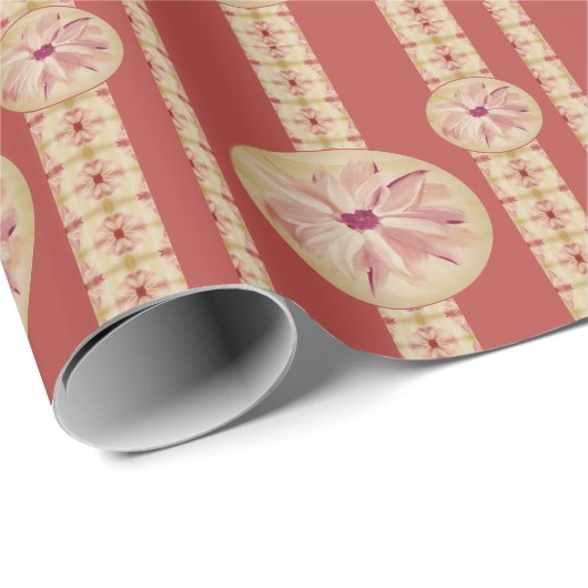 Roze crème en Rozen Floral Cadeaupapier (Rol Hoek)