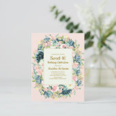  roze crème Floral botanisch zoet 16 Kaart (Staand voorkant)