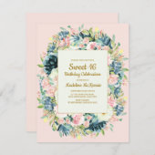  roze crème Floral botanisch zoet 16 Kaart (Voorkant / Achterkant)