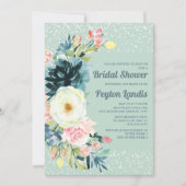 Roze crème Floral Glitter Neo Mint Vrijgezellenfee Kaart (Voorkant)