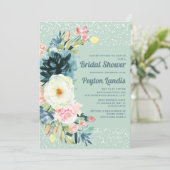 Roze crème Floral Glitter Neo Mint Vrijgezellenfee Kaart (Staand voorkant)