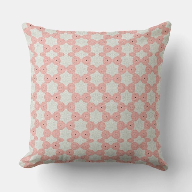 Roze & Crème Geometrisch Patroon Sierkussen (Voorkant)
