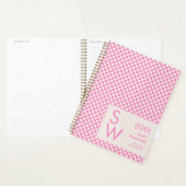 Roze Crème Geruite Monogram Persoonlijk Planner (Display)