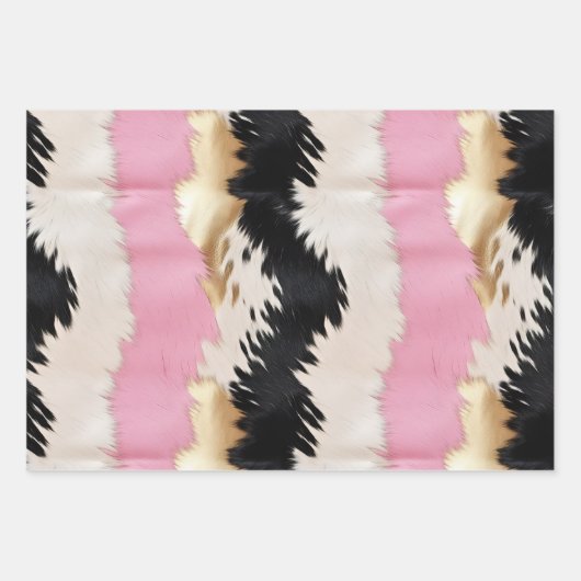 Roze Crème Goud Koeienhuid Inpakpapier Vel (Voorkant 3)