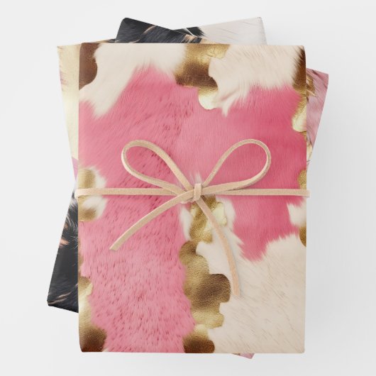 Roze Crème Goud Koeienhuid Inpakpapier Vel (In situ)