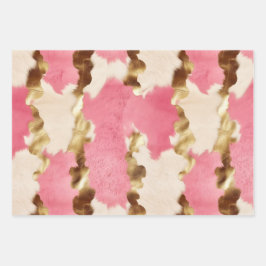 Roze Crème Goud Koeienhuid Inpakpapier Vel