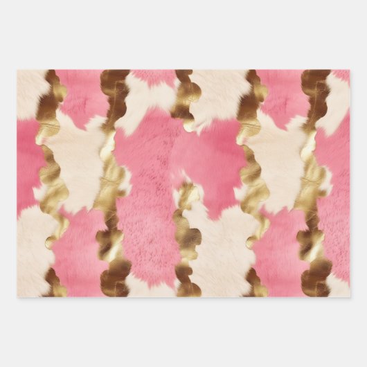 Roze Crème Goud Koeienhuid Inpakpapier Vel (Voorkant)