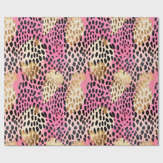 Roze Crème Goud Luipaard Cadeaupapier (Vlak)