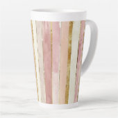 Roze Crème Gouden Blush Strepen Latte Mok (Rechterhoek)