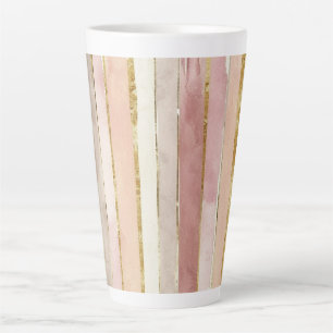 Roze Crème Gouden Blush Strepen Latte Mok