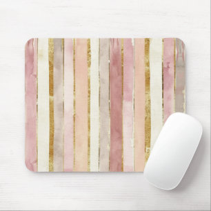 Roze Crème Gouden Blush Strepen Muismat