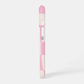 Roze Crème Grid Check Checker Board Hoesje iPhone 16 Hoesje (Linkerkant)