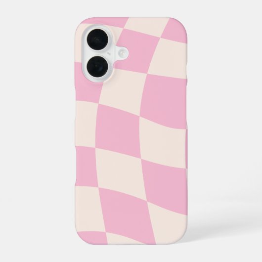 Roze Crème Grid Check Checker Board Hoesje iPhone 16 Hoesje (Achterkant)