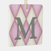 Roze & crème-harelequin-cheque  op maat keramisch ornament (Rechts)