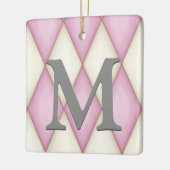 Roze & crème-harelequin-cheque  op maat keramisch ornament (Links)