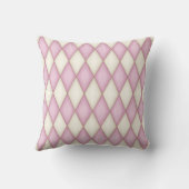 Roze & Crème Harlekijn Diamant Schakkelpatroon Kussen (Achterkant)