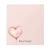 Roze Crème Hart Ballon Notitieblok (Voorkant)