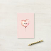 Roze Crème Hart Ballon Post-it® Notes (Op bureau)