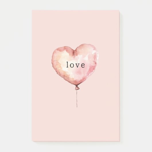 Roze Crème Hart Ballon Post-it® Notes (Voorkant)