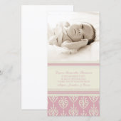 Roze crème Hartelijk dank voor Baby shower fotokaa Bedankkaart (Voorkant / Achterkant)