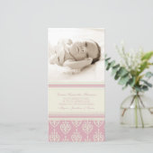 Roze crème Hartelijk dank voor Baby shower fotokaa Bedankkaart (Staand voorkant)