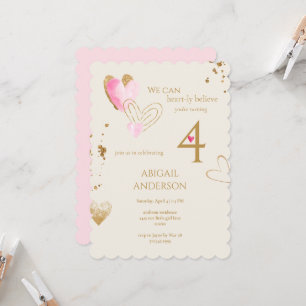 Roze & Crème Hartelijk Geloven Verjaardagsfeest II Kaart