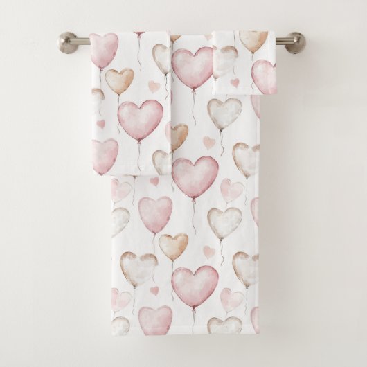 Roze Crème Harten Bad Handdoek (Insitu)