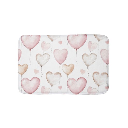 Roze Crème Harten Badmat (Voorkant)