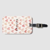 Roze Crème Harten Bagagelabel (Voorkant (horizontaal))