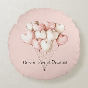 Roze Crème Harten Ballonnen   Rond Kussen