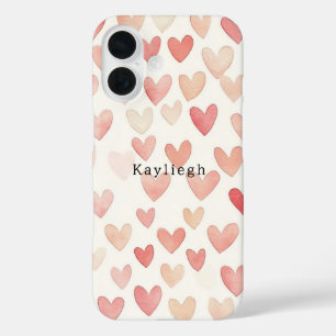 Roze Crème Harten iPhone 16 Hoesje