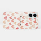 Roze Crème Harten iPhone 16 Hoesje (Achterkant horizontaal)