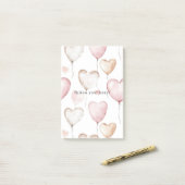 Roze Crème Harten Post-it® Notes (Op bureau)