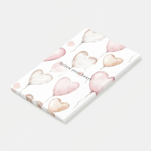 Roze Crème Harten Post-it® Notes (Schuin)