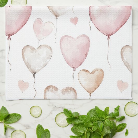 Roze Crème Harten Theedoek (Gevouwen)