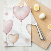 Roze Crème Harten Theedoek (Quarter Fold)