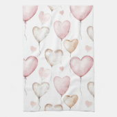 Roze Crème Harten Theedoek (Verticaal)