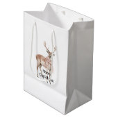 Roze Crème Herten Kerst Medium Cadeauzakje (Voorkant Gekanteld)
