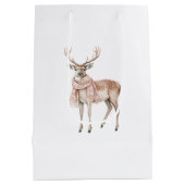 Roze Crème Herten Kerst Medium Cadeauzakje (Achterkant)