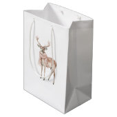 Roze Crème Herten Kerst Medium Cadeauzakje (Achterkant Gekanteld)