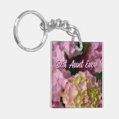 Roze Crème Hydrangeas geel roze bloemen beste tant Sleutelhanger (Voorkant Links)