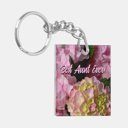 Roze Crème Hydrangeas geel roze bloemen beste tant Sleutelhanger (Voorkant Links)