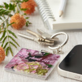 Roze Crème Hydrangeas geel roze bloemen beste tant Sleutelhanger (Voorkant Rechts)