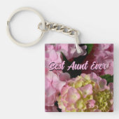 Roze Crème Hydrangeas geel roze bloemen beste tant Sleutelhanger (Voorkant)