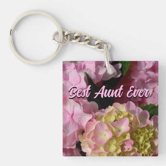 Roze Crème Hydrangeas geel roze bloemen beste tant Sleutelhanger (Voorkant)