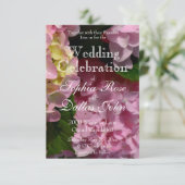 Roze Crème Hydrangeas geel roze bloemenbruiloft Kaart (Staand voorkant)