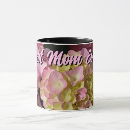 Roze Crème Hydrangeas geel roze bloemenmoeders Mok (Midden)