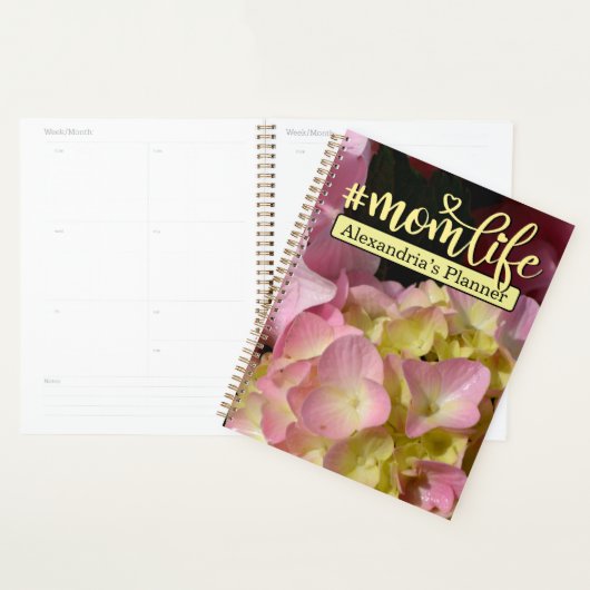 Roze Crème Hydrangeas geel roze bloemig #momlife Planner (Display)