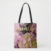 Roze Crème Hydrangeas geel roze bloemmoer leven Tote Bag (Voorkant)